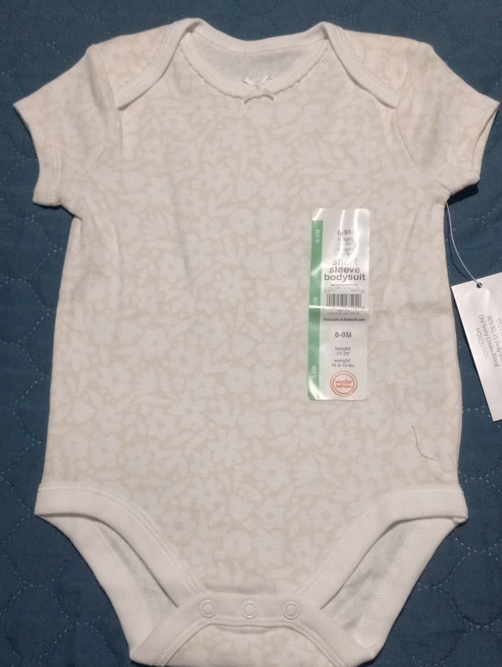Baby Short Sleeve Bodysuit in Cream - 6-9M
